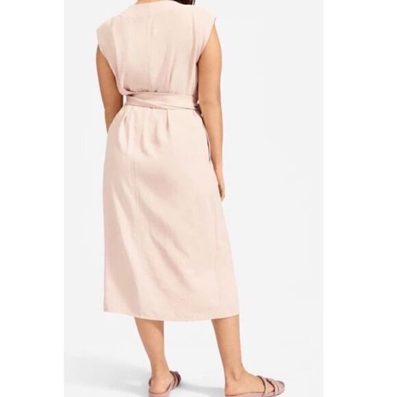 NEW Everlane The Japanese GoWeave Sleeveless Wrap Midi Dress Pink 4 - Picture 4 of 5